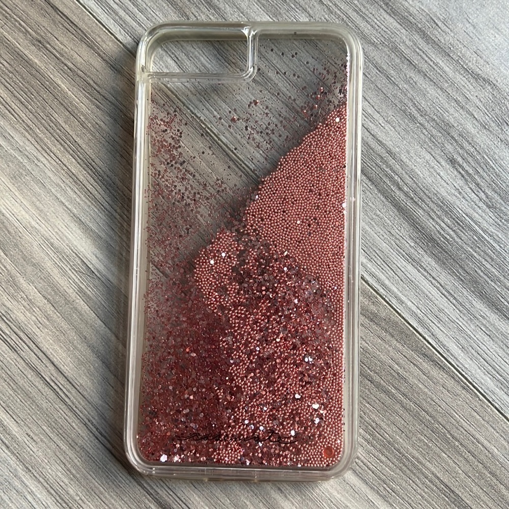 Case-mate  case mate I phone 8 plus glitter pink waterfall phone case rose gold